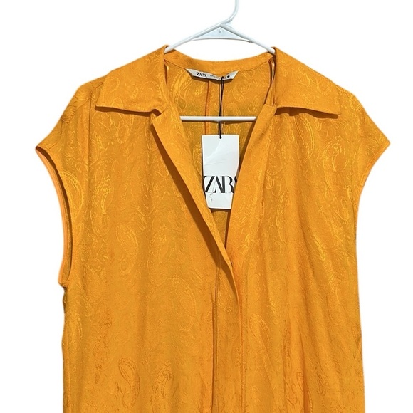 Zara NWT Women FULL LENGTH JACQUARD JUMPSUIT BLOGGERS FAV Orange/Yellow Medium - Picture 13 of 16